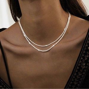 Double layer snake twist rope chain necklace